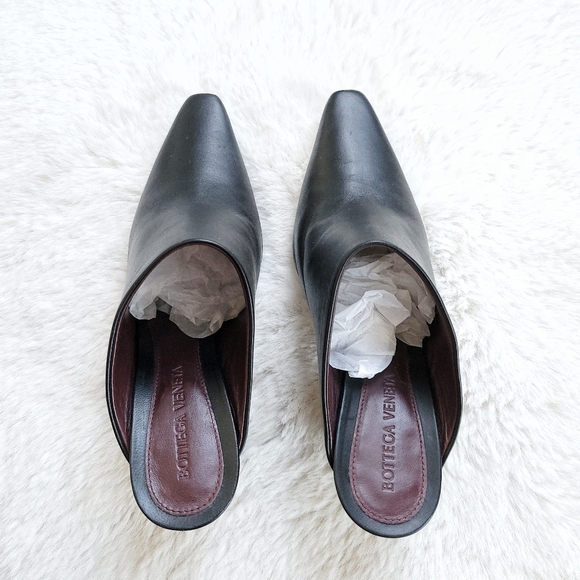 Bottega Veneta Square Pointy Toe Curved Block Heel Lamb Leather Mule - Picture 7 of 12